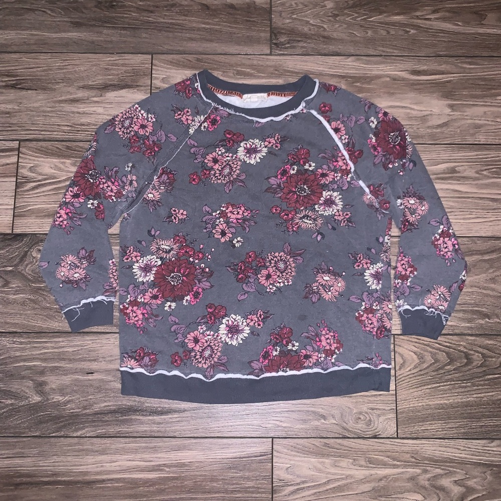 Floral Gray and Pink Women’s Sweatshirt